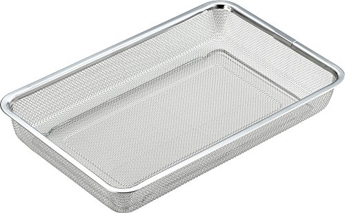 Yoshikawa Colander, Made in Japan, Stainless Steel, Colander, Square Shaped, Vegetables, Length 14.1 x Width 9.3 x Height 2.4 inches (35.6 x 23.7 x 6.2 cm), Large YJ2350
