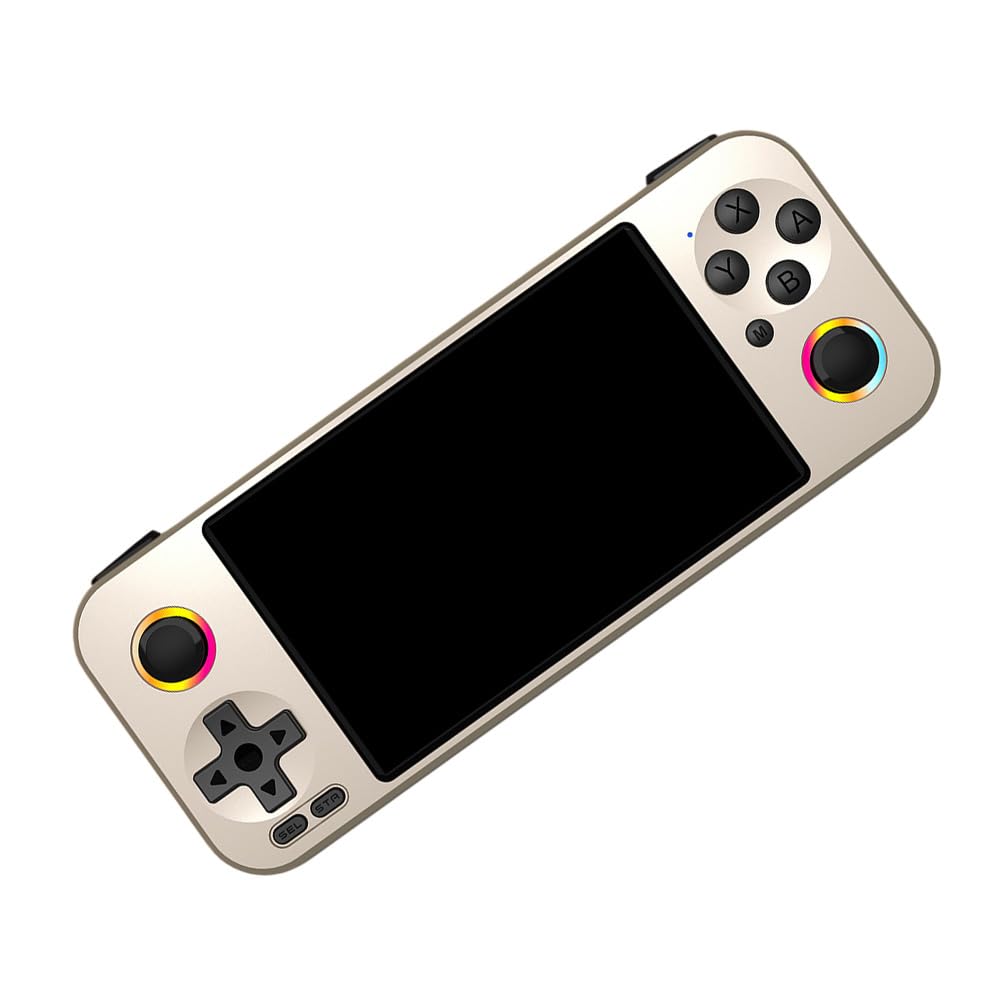 Handheld-Spielkonsole, 4,5-Zoll-Retro-Spielkonsole mit über 18.000 vorinstallierten Klassikern, Open-Source-Linux-System, Unterstützt Joystick-Atemlicht, tragbares Handheld-Videospiel (Gold)