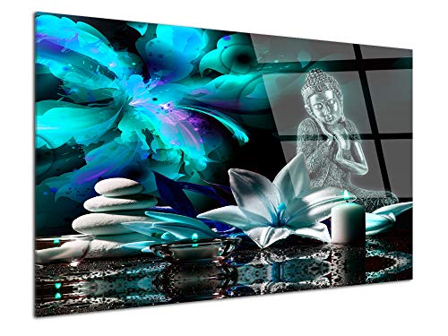 DECLINA Tableau Plexiglas DÉCOR Zen Turquoise - Impression Verre Acrylique Zen - Décoration Murale pour déco Maison, Cuisine, Salon, Chambre, Bureau - 50x30 cm