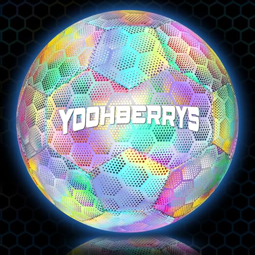 YOOHBERRYS Leuchtender Fussball, Größe 5 Fußball Leuchtender Fußball mit Pumpe, Aufbewahrungstasche Fussball Leuchten im Dunkeln für Nachtspiele Training, Drinnen und Draußen, Kinder, Erwachsene