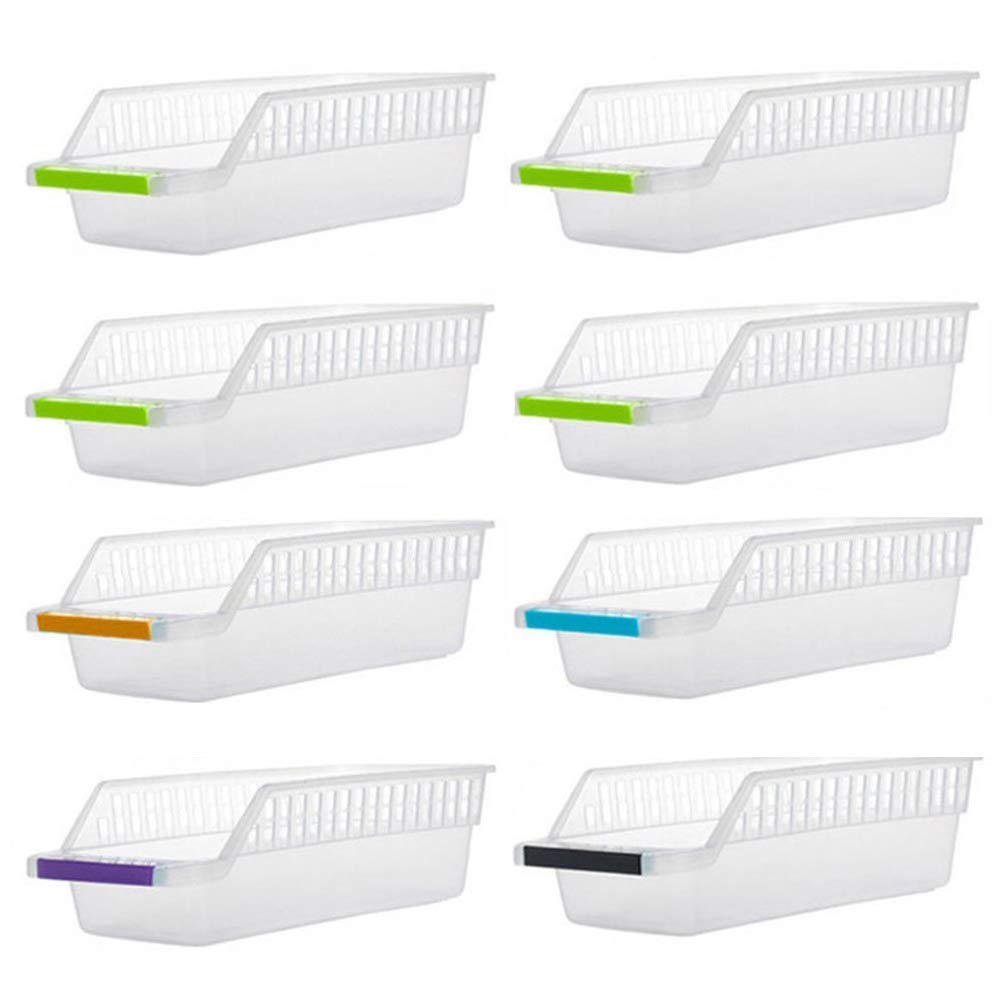 SK RAYAN Plastic Fridge Space Saver Food Storage Organizer Basket Rack, Multi-Color,(Pack of 12)