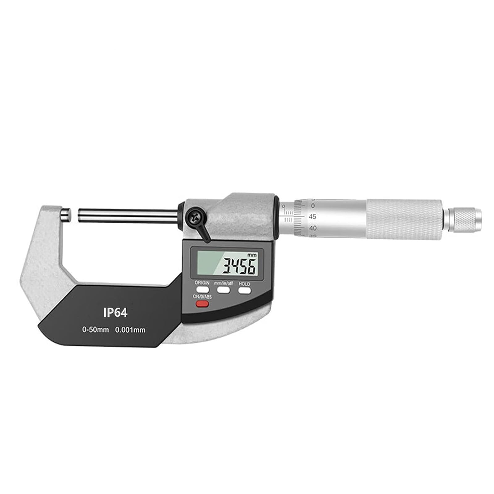 0-2" Digital Outside Micrometer, IP64 Inch/Metric Thickness Gauge 0.00005" Resolution | Precision 0.0001" accuracy, dual measurement, large LCD