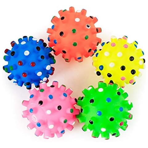 Dog Puppy Thorny Round Ball Molar Chewing Squeaky Sound Toy,Safe and Durable Teeth Cleaning Tool Pet Accessory - Random Color Cover