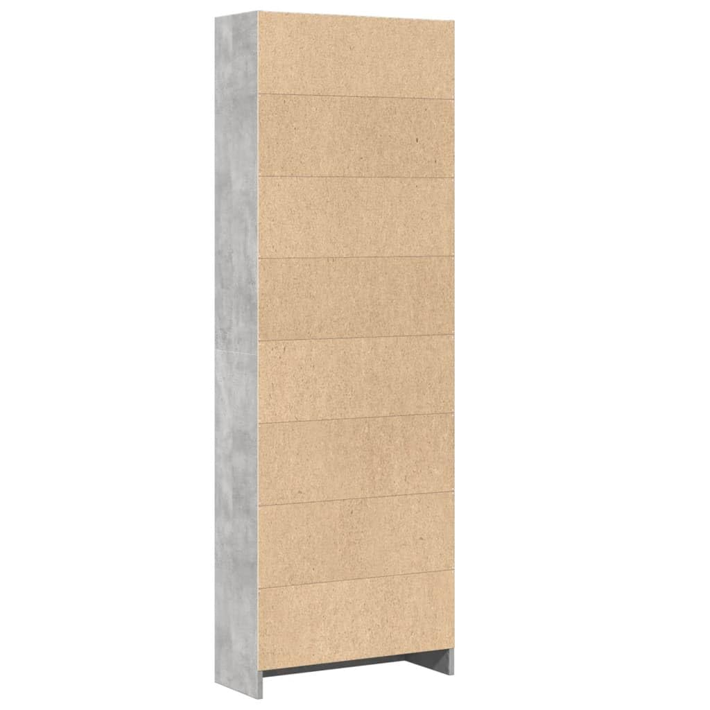 Estantería para libros, color gris hormigón, 60 x 24 x 176 cm, diseño moderno, versátil en el salón, dormitorio, oficina, pasillo, estantería pequeña con compartimentos abiertos para libros