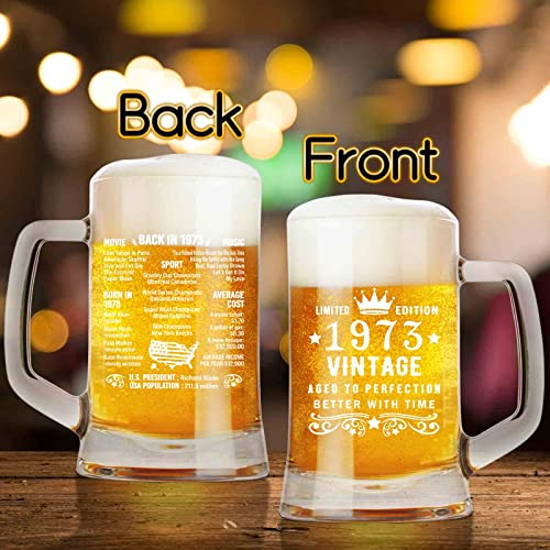 50Th Birthday Gifts For Men -Vintage 50 Year Old Birthday Gift -Turning 50 Birthday Decorations For Him -Fifty Birthday Present Ideas -16Oz 50Th Beer Mug Glass Gifts #TOP1