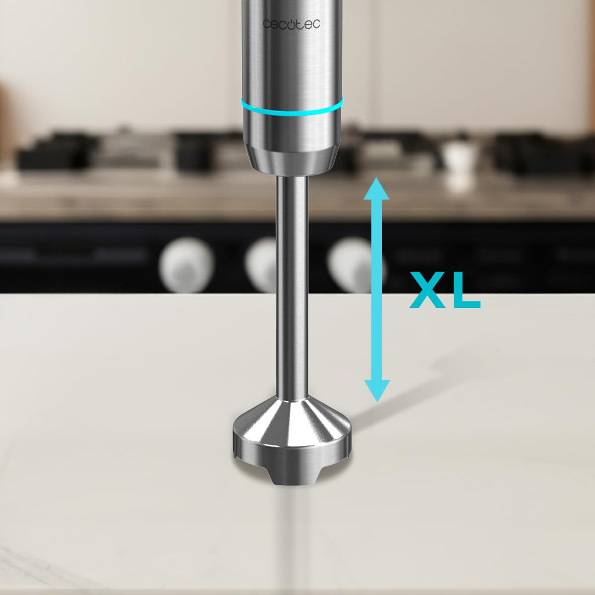 Cecotec Frullatore a Immersione Power Neutron 1100MAX Ultra. 1100W, Lame in Titanio Nero, Piede Extralungo, Campana Antischizzi, Velocita Regolabile, Turbo, Miscelazione Rapida Omogenea