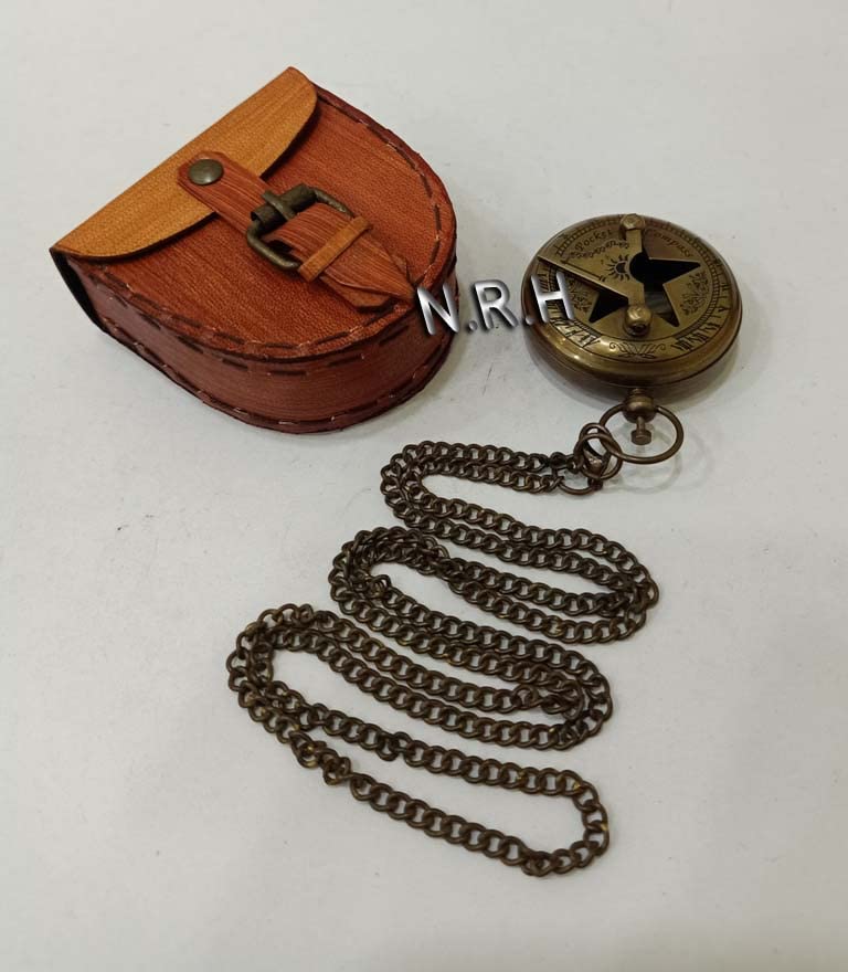 Brújula de bolsillo antigua personalizada de latón 2.5 pulg miniatura 3