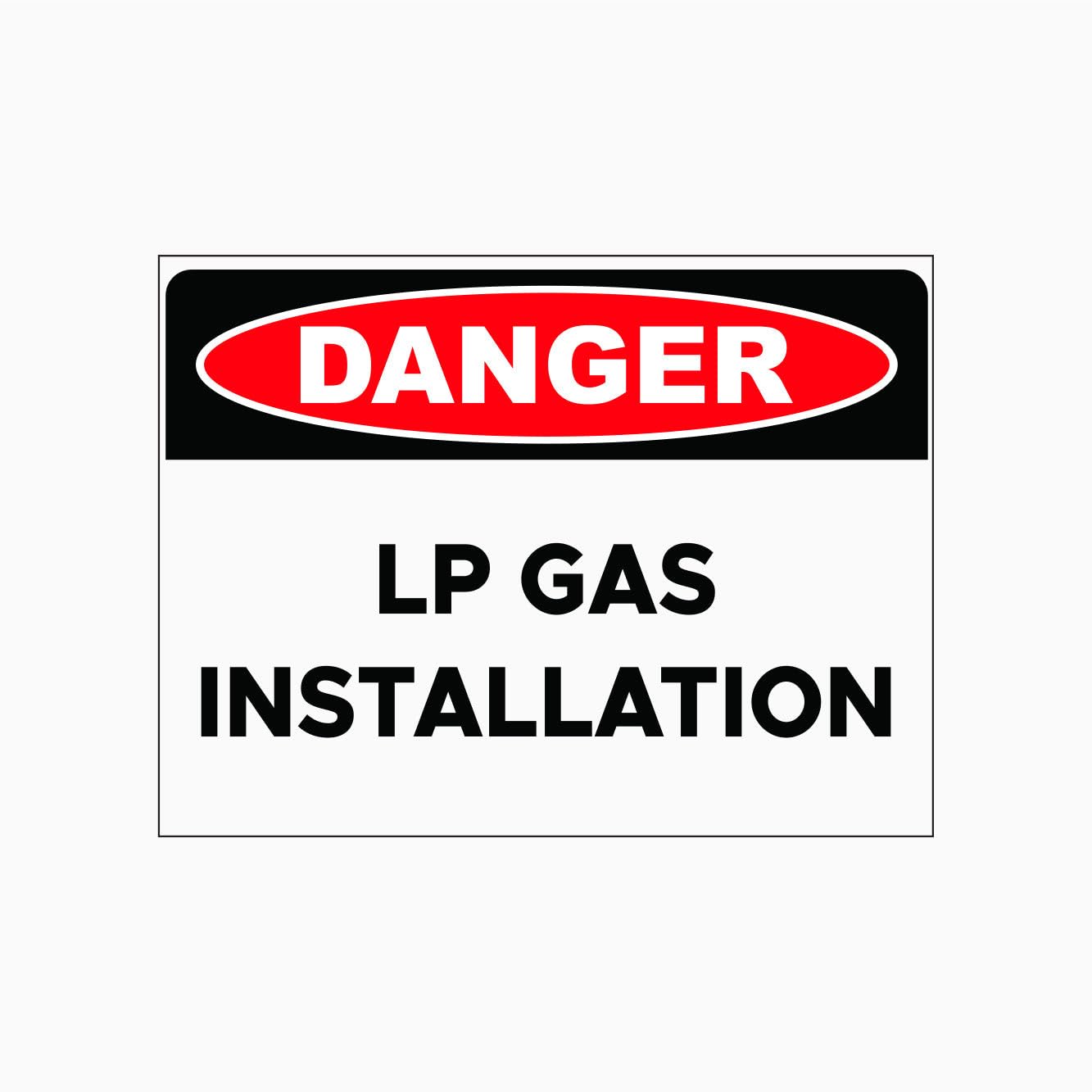 LP GAS INSTALLATION Sign, 12x8 Metal Tin Sign, identification and safety notice for liquefied gas installation sites.