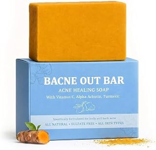 Ecloura Bacne Out Bar, Acne Healing Soap with Turmeric Vitamin C & Alphaarbutin, Natural Exfoliating Cleanser for Back, Face, Chest, Shoulders