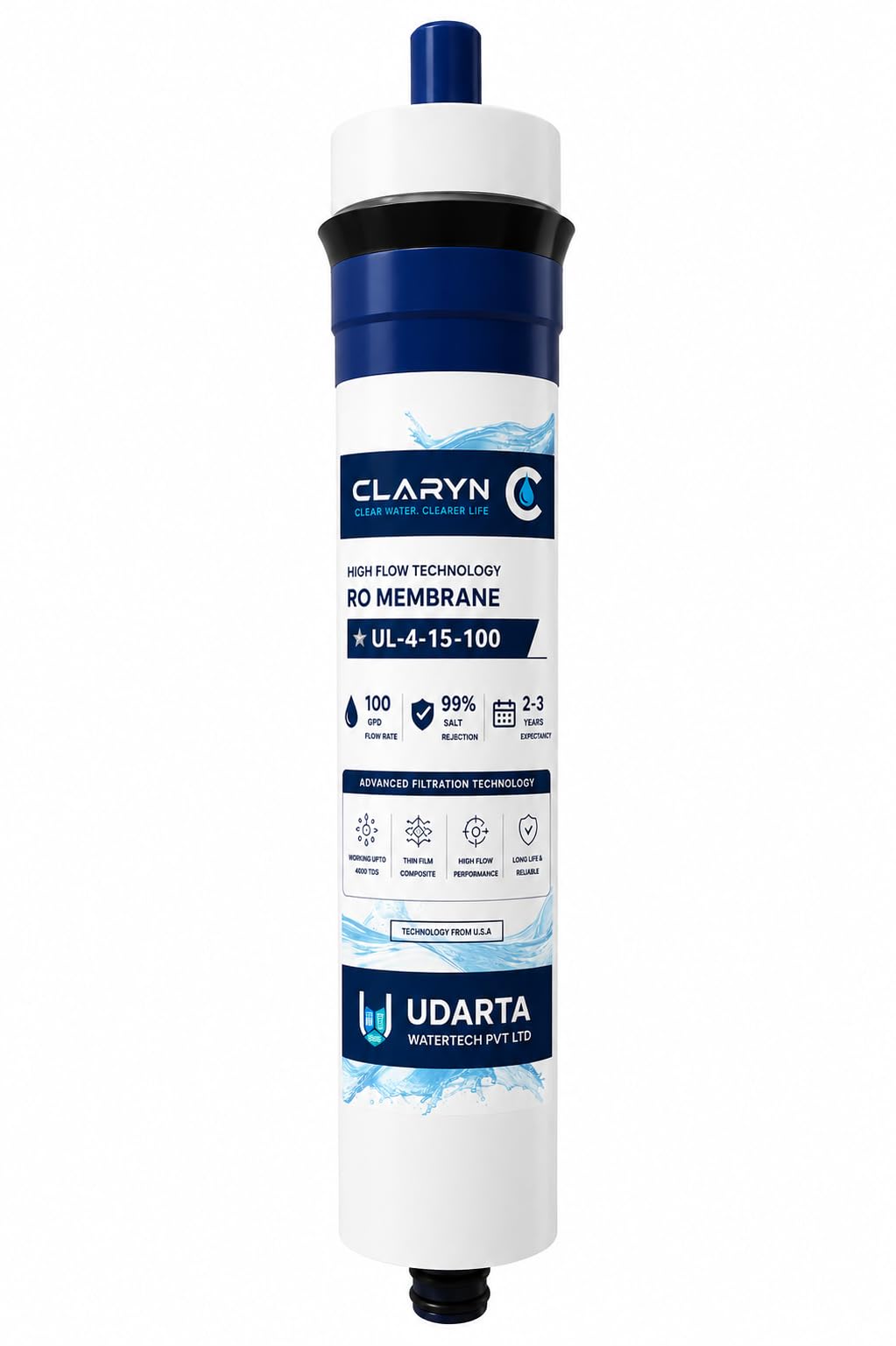 RO Membrane 4000 TDS High-Performance RO Membrane Filter Cartridge | 100 GPD Capacity | Up to 99% Salt Rejection for RO Water Purifier-image-4