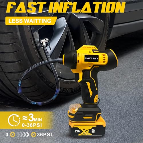 Image of 160PSI Tire Inflator Cordless for Dewalt 20V Max Battery, Tool Only | Portable Air Inflator with Pressure Gauge, Auto-Shut Off, Fast Inflation, LED Light, Tire Pump for Car Motorcycle Bike Ball