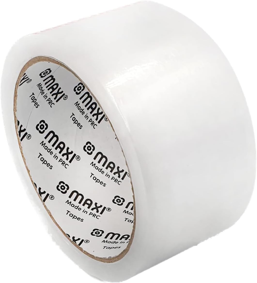 packing tape 48mm x 50 yds 45 mic clear, high performance clear packing tape, shipping box packaging tape for moving, office, carton sealing & storage, mx-pt50c, Large