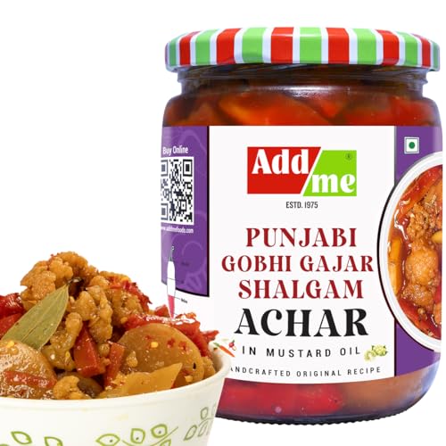 Image of Add me Mix sweet Pickle of Gobhi Gajar Shalgam Achar 600 gm Punjabi Home Made Mixed Pickles of Carrot, Turnip & Cauliflower with Garlic and Onion