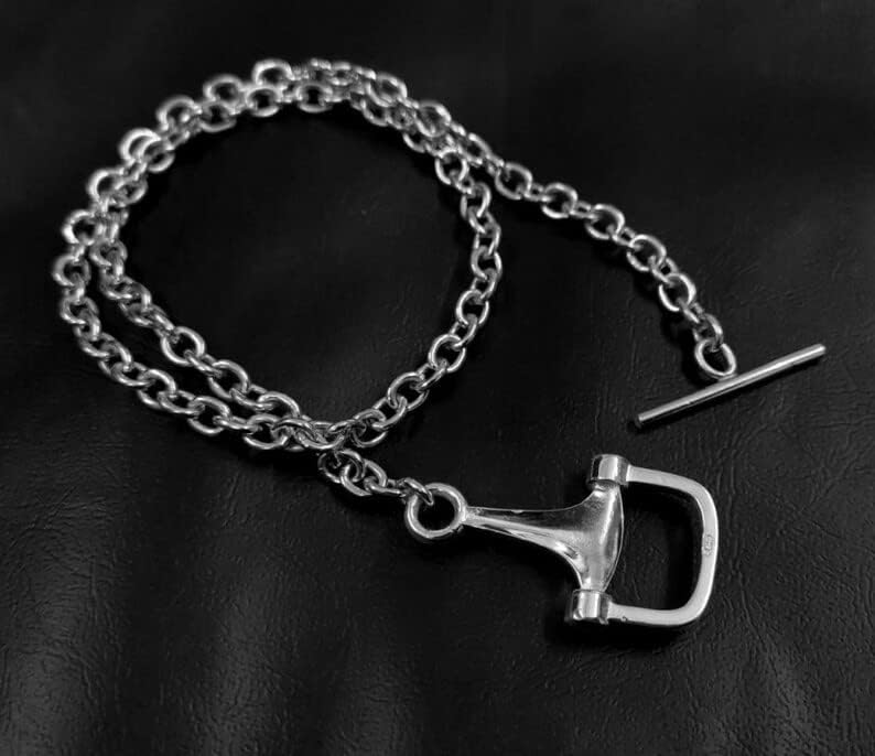 Horse Snaffle Bit Shape Necklace In Solid 925 Sterling Silver, Good Luck Necklace, Necklace Solid, Horse Jewelry Necklace With Chain