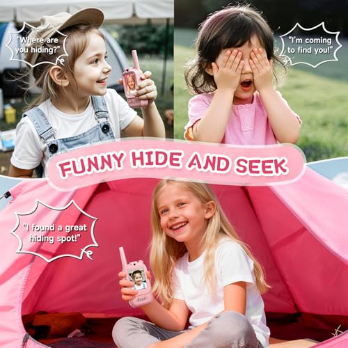 Image of Video Walkie Talkies for Kids, Handheld 2 Pack Rechargeable Video Intercom Kids Walkies Talkies, Indoor Outdoor Toys for Family Games, Outside, Camping, Hiking for Boys Girls Ages 3-12 (Pink /Pink)