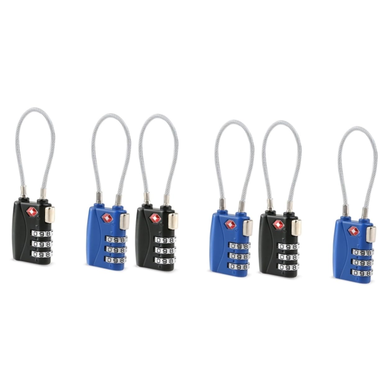 SHINEOFI 6 Stck Teiliges Tsa Zugelassenes Kabel Gepäckschloss Stelliges Zahlenschloss Robuster Kleines Vorhängeschloss für Koffer Rucksack Reisetasche Schwarz Blau