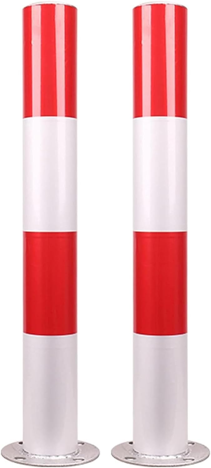 LYDBMYT Bollard Post White Red, Parking Bollards for Traffic Control, Traffic Posts 1 2 4 6 8 10Pack, Outdoor Traffic Control Barriers,White+Red D89Mm-H75Cm 2Pc