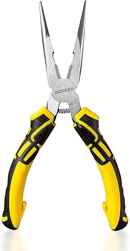 BOOSDEN Alicates de punta de aguja de 8 pulgadas con cortadores laterales, alicates de punta larga de precisión con cortadores de alambre, alicates