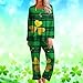 Comfy Holiday Lounge Sets for Women Gradient Color Luck Irish Shamrock Matched Sleepwear Wear Green Pj Party Outfit