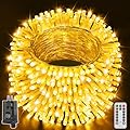 Ollny Christmas Lights Outdoor 400LED 131FT, Warm White Fairy Lights with Remote 3 Timer, Plug in 8 Modes String Lights for Bedroom Indoor Outside House Party Xmas Decorations