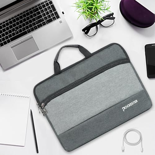 Image of Water Resistant Laptop Sleeve with Handle & Accessories pocket Universal compatible for 15 Inch to 15.6 inch Inches laptops Dell, HP, Lenovo, Asus and all other Notebook etc. (Dark Grey)