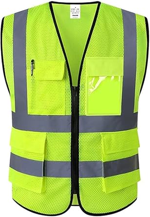 HAIPHAIK Reflective Vest High Visibility Vest with Pockets and Zipper, Construction Work Leak-Proof Collapsible Garbage Bin for Car with Lid