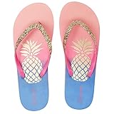 Ataiwee Girls Flip Flop Sandals - Little/Big Kids Slide Thong Beach Animal Fruit Printed Summer Water shoes.(2002001-2207,PK/BL,10)