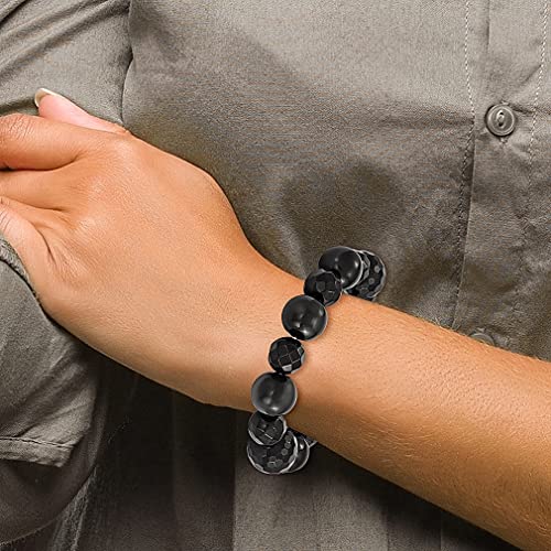 Icecarats 13Mm Black Agate 14 16Mm Faceted Onyx Stretch Bracelet Adjustable Wrap #TOP2