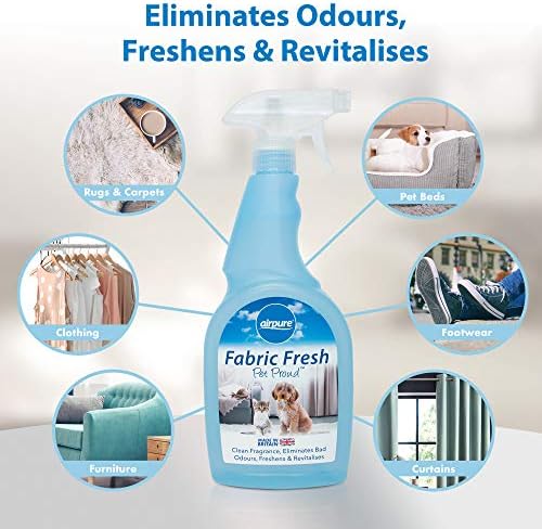 airpure PET PROUD Fabric Freshener, 750ml Spray, Pet Odour Eliminator, Refresher Spray for the Mattress, Bed, Linen, Carpet, Clothing, Remove Cat&Dog Smells From Home & Car - LINEN ROOM Fragrance