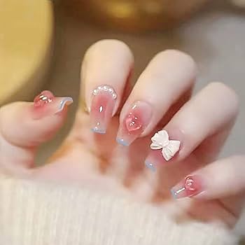 No.022】ネイルチップ♡ピンクネイル♡ハートネイル♡ツイード