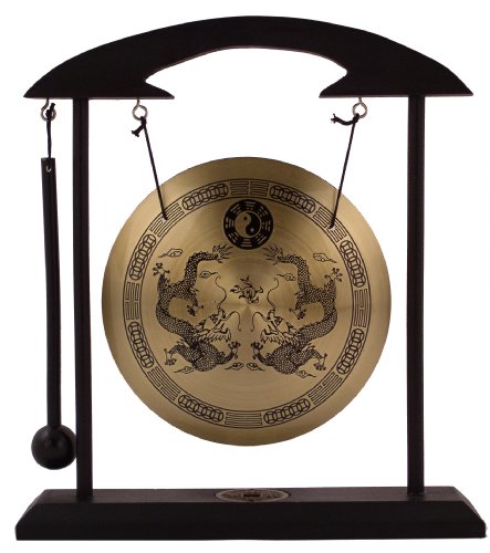 THY COLLECTIBLES Asian Zen Art Brass Feng Shui Desktop Gong Bell with Stand and Rammer for Home...