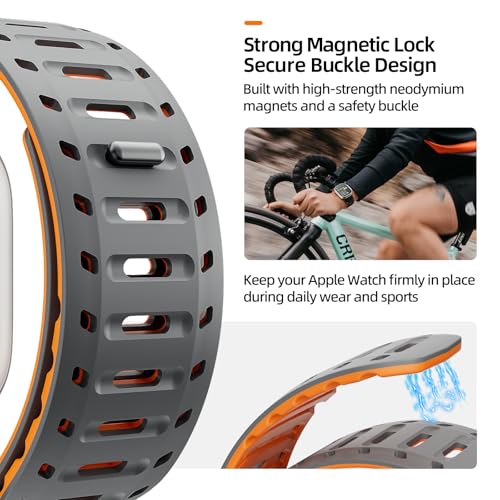 Image of X-it Magnetic Watch Band for Apple Watch Ultra 49mm, 46mm /45mm /44mm, Silicone Sport Strap with Strong Magnet for Men and Women, Compatible with Apple Watch Series 11 /10 /9 /8 /7 /6 /5 /4 /3 /2 /1 and SE