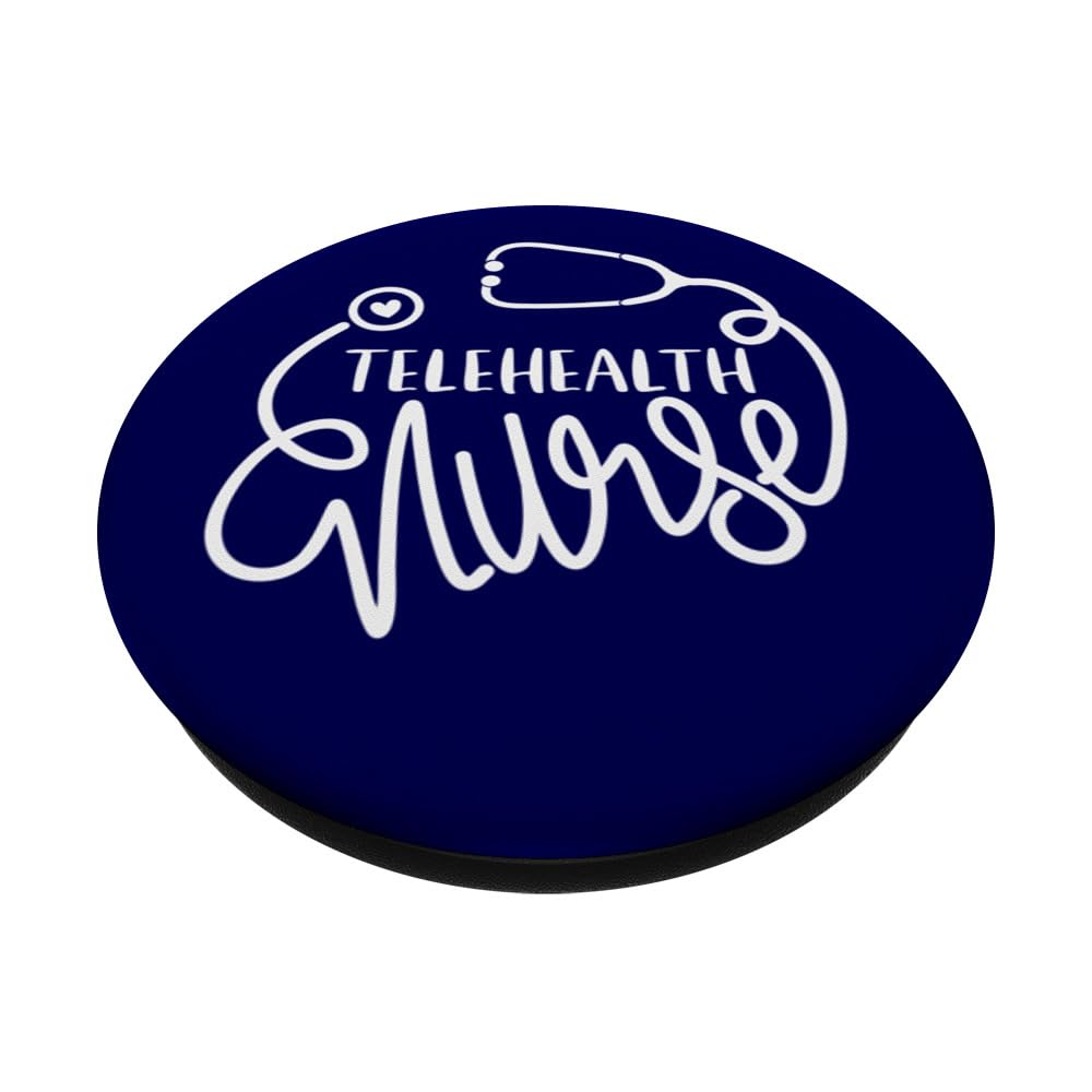 Telehealth Nurse Cute Remote Nursing Department RN PopSockets Swappable PopGrip, Black - Image 2