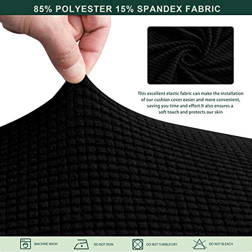 Image of Chunyi Jacquard Polyester Spandex Cushion Slipcover (Sofa Cushion, Black)