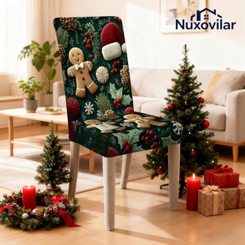 Image of Nuxovilar 4PCS Cute Pattern Decorative Stretch Chair Covers 23.6x70in | Stretch Slipcover Furniture Protector Cute Wrap Seat Guard Dining Room Family Kitchen Kid Room (Cute Pattern)