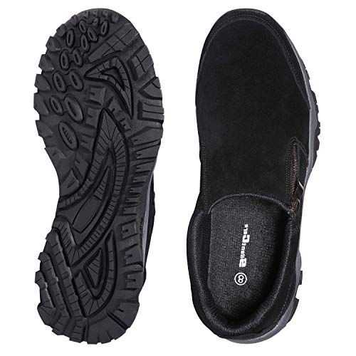 SILENTCARE Mens Slip On Hiking Shoes Lightweight Breathable Outdoor Trailing Trekking Walking Shoes Casual Loafers Black