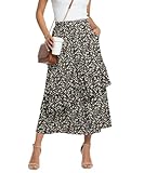 KUOTAI Womens Maxi Skirt with Pockets High Waisted Elastic Waist Flowy A Line Long Skirt Casual Summer Beach...