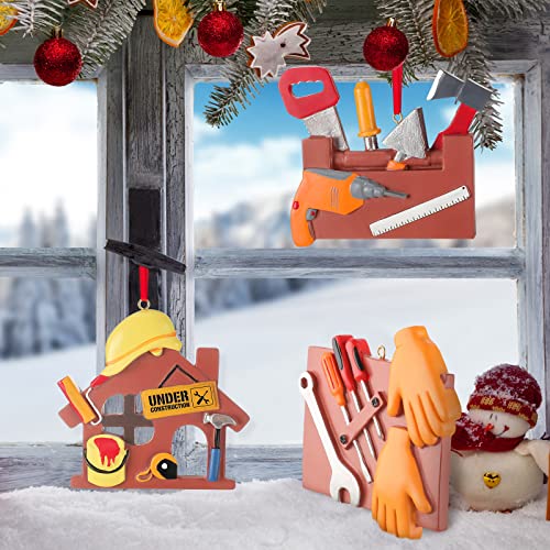 Gerrii 3 Pcs Christmas Tree Construction Tools Ornament Resin Fun Handyman Tool Hanging Accessory Decorative Tool Box Construction Xmas Gift For Boys Man Construction Worker Handyman Carpenter #TOP3
