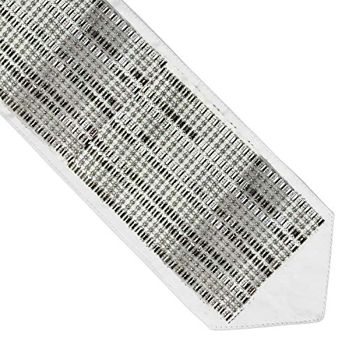 Atara for Tallit Prayer Shawl - Designed with Silver Color Rectangle and Small Rhinestones Striped