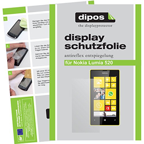 dipos Protector de Pantalla Compatible con Nokia Lumia 520 (2 Unidades)   Mate pelicula Protectora de Pantalla