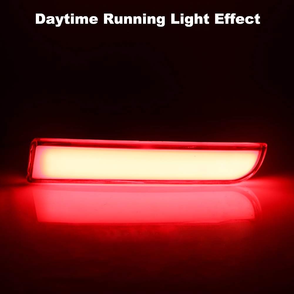 Red Lens Led Rear Bumper Reflector Brake Tail Light with Sequential Turn Signal Lamps and Strobe Brake Lighting Kit for Mitsubishi Lancer, Evolution X or Outlander 2008-2017
