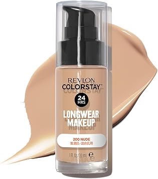 Revlon ColorStay Longwear Makeup 200 Nude Color Image Light Skin Tone with Pink Hue Liquid Foundation 30mL for Normal to Combination Skin SPF15 PA++