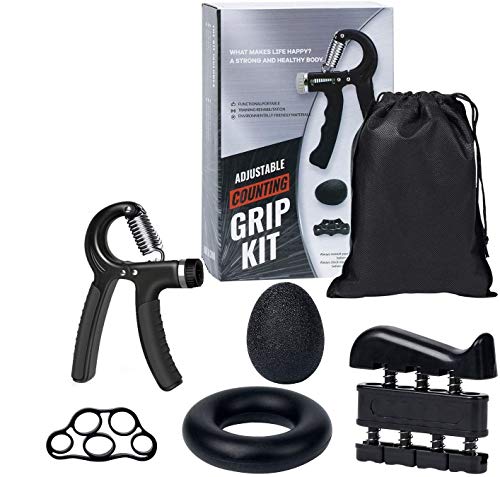 Image of Serveuttam Hand Grip Strengthener, Strength Trainer with Finger Exerciser, Forearm Workout, Finger Stretcher, Stress Relief Ball (Combo Hand Grip) (Multicolour)