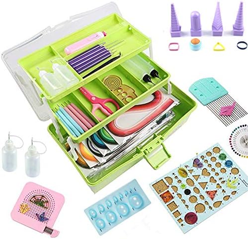 Syzopq Paper Quilling Kit for Beginners and Adults with Quilling Instructions, Storage Box (Green Box), 13.39 x 8.03 x 6.34 inches