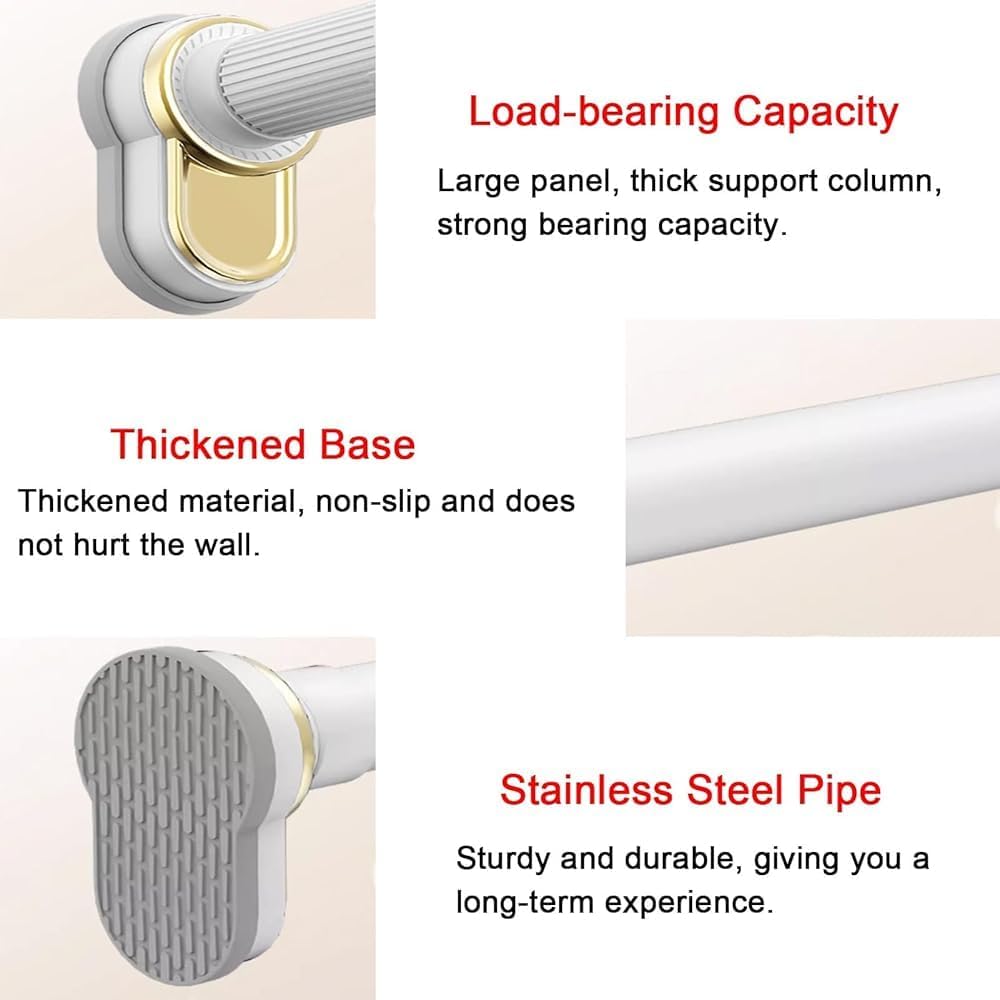 Closet Rod Stainless Steel Telescopic Rod for Hanging Clothes, Heavy Duty Curtain Bar, Expandable Closet Wardrobe Valet Rod, No Drilling(Size:0.9-1.6m (2.9ft-5.2ft))