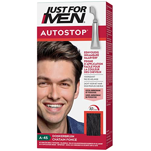 Just For Men Coloration pour Cheveux Brun Foncé, Sans Ammoniaque ni Peroxyde, Prête à l’Emploi avec Applicateur Peigne, Idéale pour Camoufler les Cheveux...