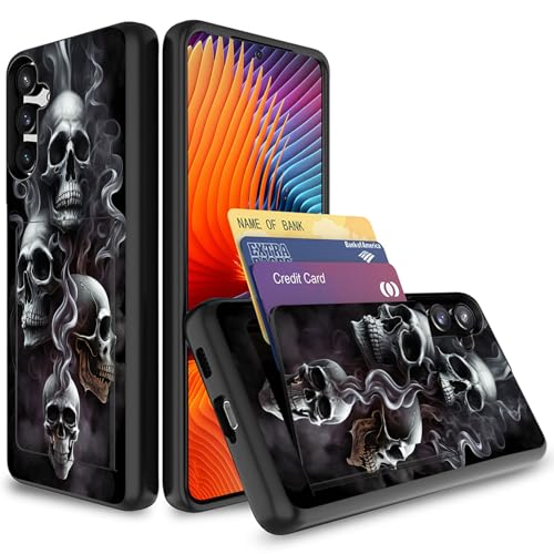 Vobber for Galaxy S24 Plus Case,Wallet Case Hidden Card Slot Holder Shockproof TPU and PC Dual Layer Protective Case Cover for Samsung Galaxy S24 Plus 6.7" 2024,Unique Skull - image 1