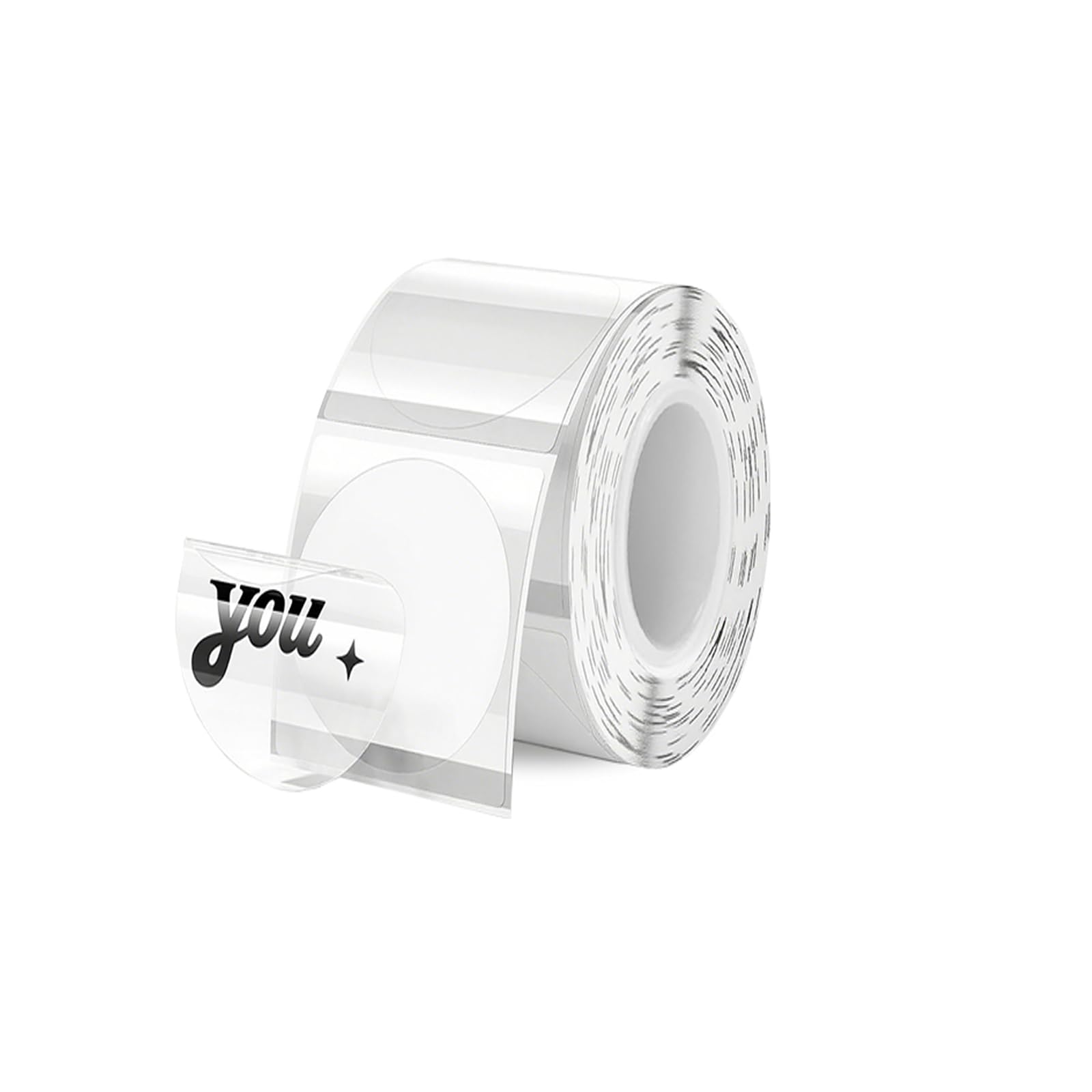 Compatible with P50/M110 Multi-Purpose Transparent self-Adhesive Thermal Labels, 2-inch Round, Ideal for Inventory Management, Coding, barcodes, Baking, and Household use. (1 roll/150 Sheets) (B)
