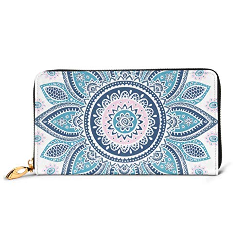 Preisvergleich Produktbild JHGFG Mode Handtasche Reißverschluss Brieftasche Indisches Medaillon Ornament Muster Ethnische Mandala Telefon Kupplung Geldbörse Abendkupplung Blockieren Leder Brieftasche Multi Card