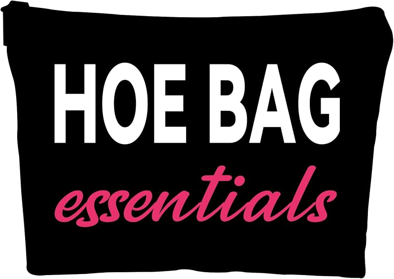 Necessaire de viagem ZUYUROU em linho com zíper e estampa HOE BAG ESSENTIALS, preta